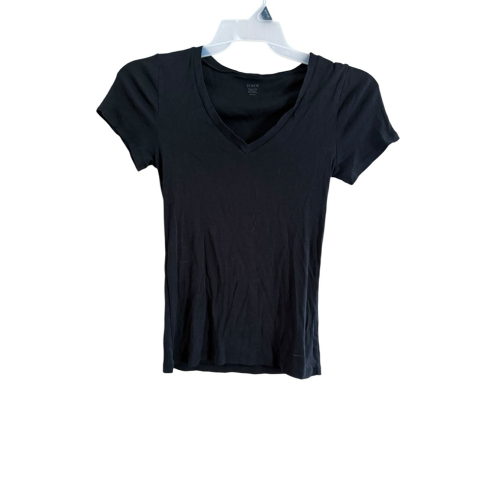 J.Crew Black V-Neck Fitted Short Sleeve T-Shirt - Medium - Picture 2 of 9
